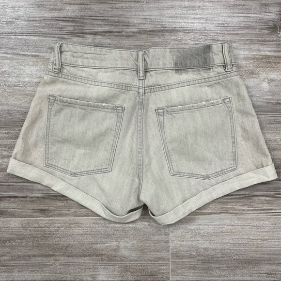 All Saints Pam Distressed Denim Jean Shorts in Light Gray Size 26 - Picture 3 of 7